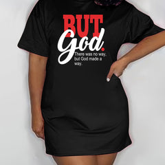  Casual Dress Women's Plus Letter Print Short Sleeve Summer T shirt Dre