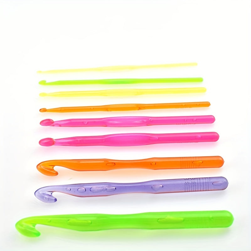 9pcs Crochet Hooks Knitting Tool Transparent Plastic Crochet Ergonomic Needle