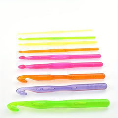9pcs Crochet Hooks Knitting Tool Transparent Plastic Crochet Ergonomic Needle
