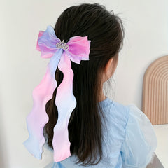 2pcs Girls Mesh Bow Hair Clips Gradient Hair Accessories Sets