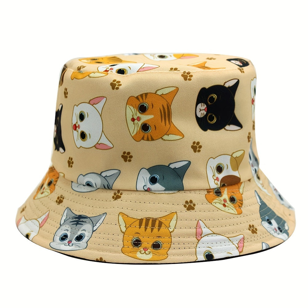 Cartoon Animal Printed Sunshade Bucket Hat for Men Women