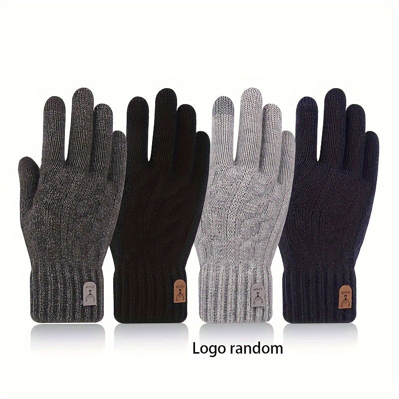 Men's Winter Touch Screen Gloves Thickened Warm Knitted Coldproof Windproof Glov