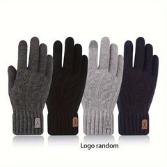 Men's Winter Touch Screen Gloves Thickened Warm Knitted Coldproof Windproof Glov