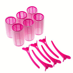 12pc Self Grip Hair Roller Set with Clips Curlers Heatless Styling Tools