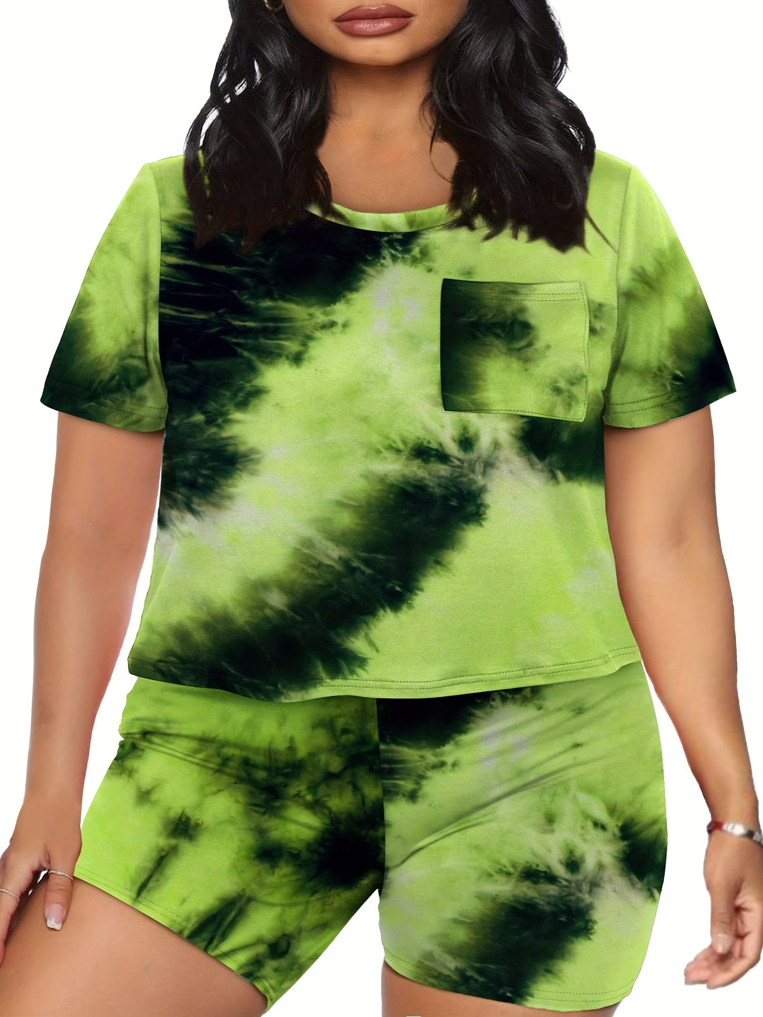  Tie Dye Crew Neck Top & Shorts Set