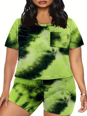  Tie Dye Crew Neck Top & Shorts Set