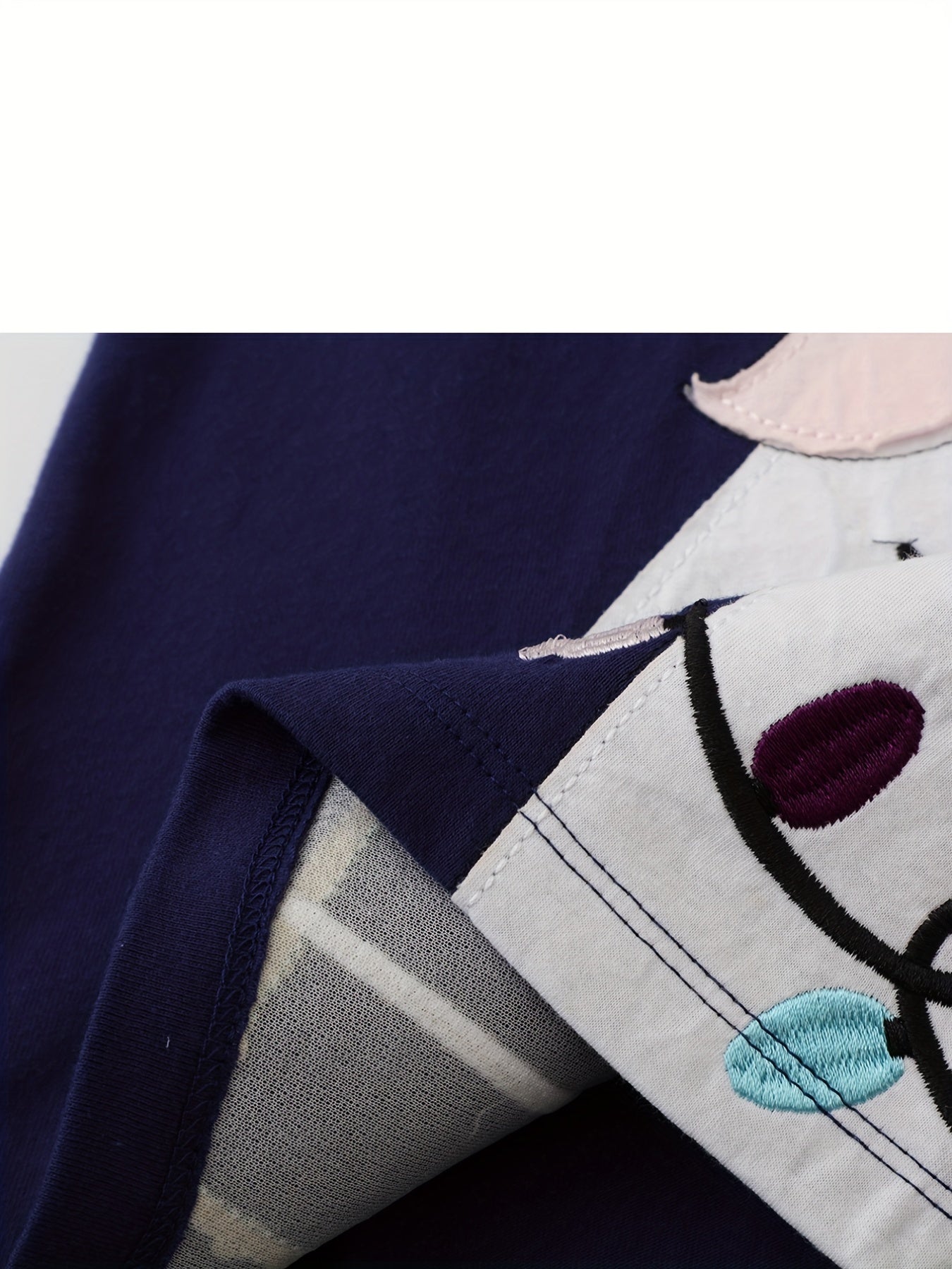 Girls' Unicorn Embroidery Striped Raglan Dress