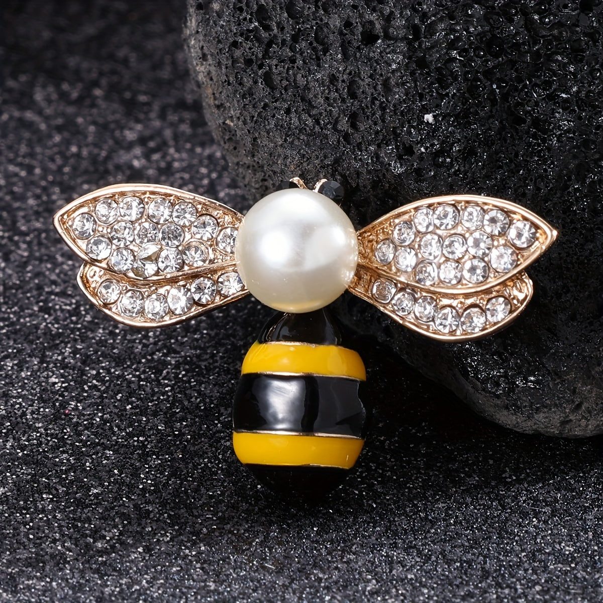 Enamel Pearl Bee Brooch Men Women