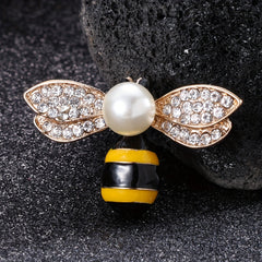 Enamel Pearl Bee Brooch Men Women