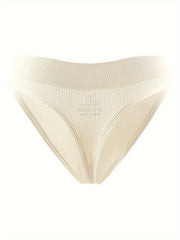3 Pack Plus Size Seamless Thongs Set Women's Plus Solid Textured Mid Waist