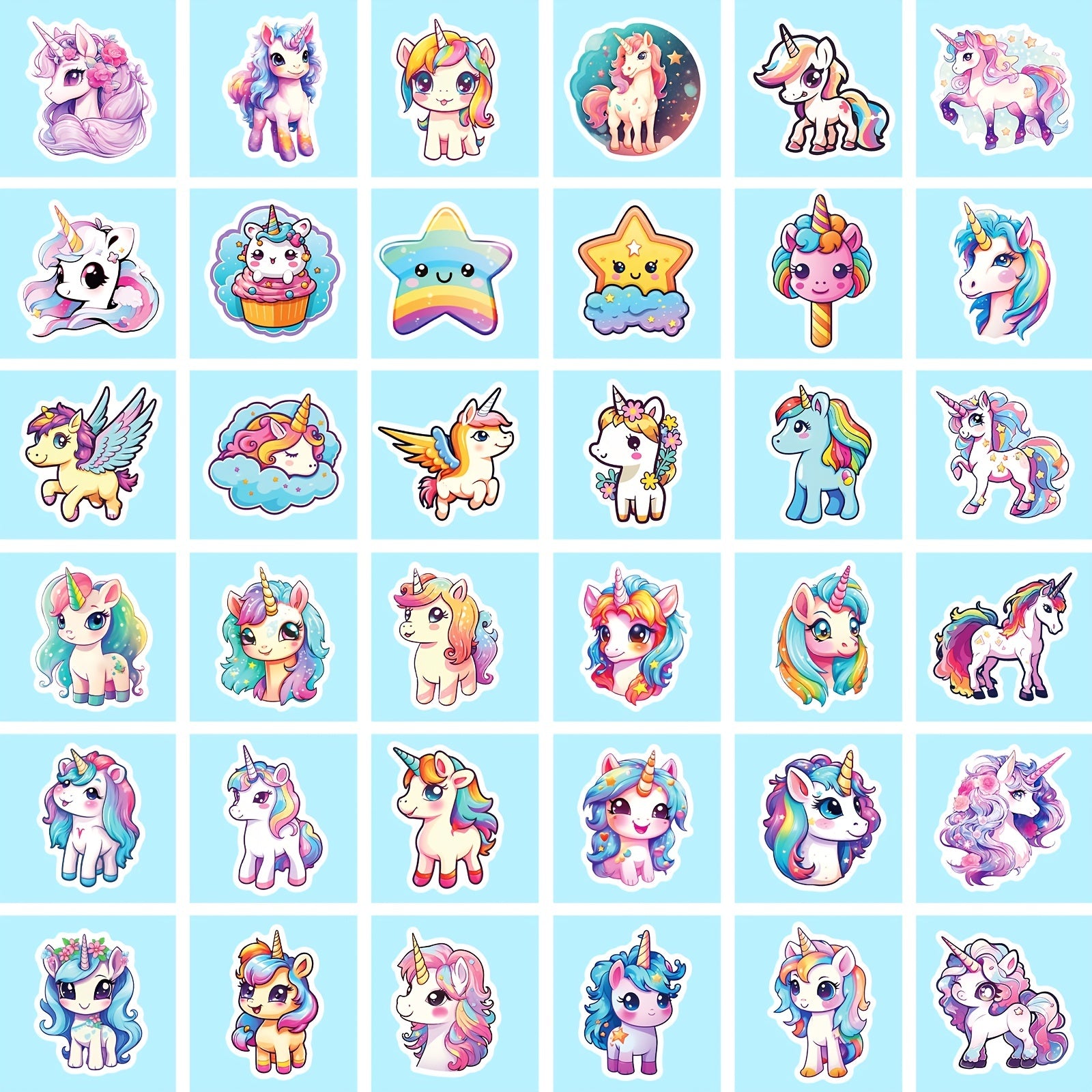 50pcs Unicorn Stickers Waterproof Vinyl Stickers For Water Bottles Pack
