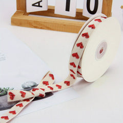 9m Embroidery Peach Heart Webbing Flower Gift Wrapping Cake Baking Packaging