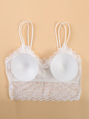 2pcs Lace Wireless Bras Comfy & Breathable Double Straps Lingerie Underwear