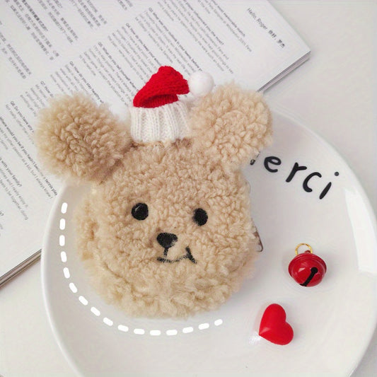 Mini Cartoon Plush Bear Coin Purse Key Bag - Small Storage Bag For Girls
