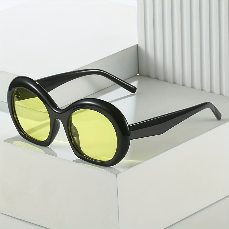 Y2K Oversized Tinted Lens Sunglasses For Women Men Round Inflated Frame Glasses