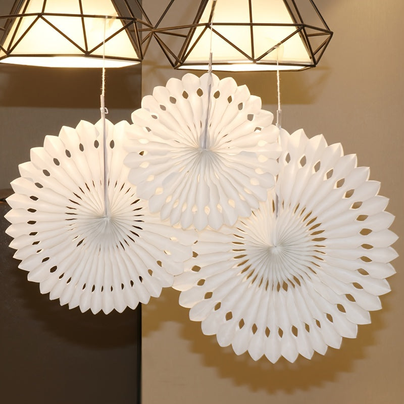 3pcs Hollow Out Paper Fan Party Decorations