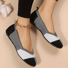 Colorblock Knit Ballet Flats Soft Sole Walking Shoes