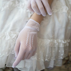 Fishnet Short Gloves Hollow Out Bride Wedding Gloves