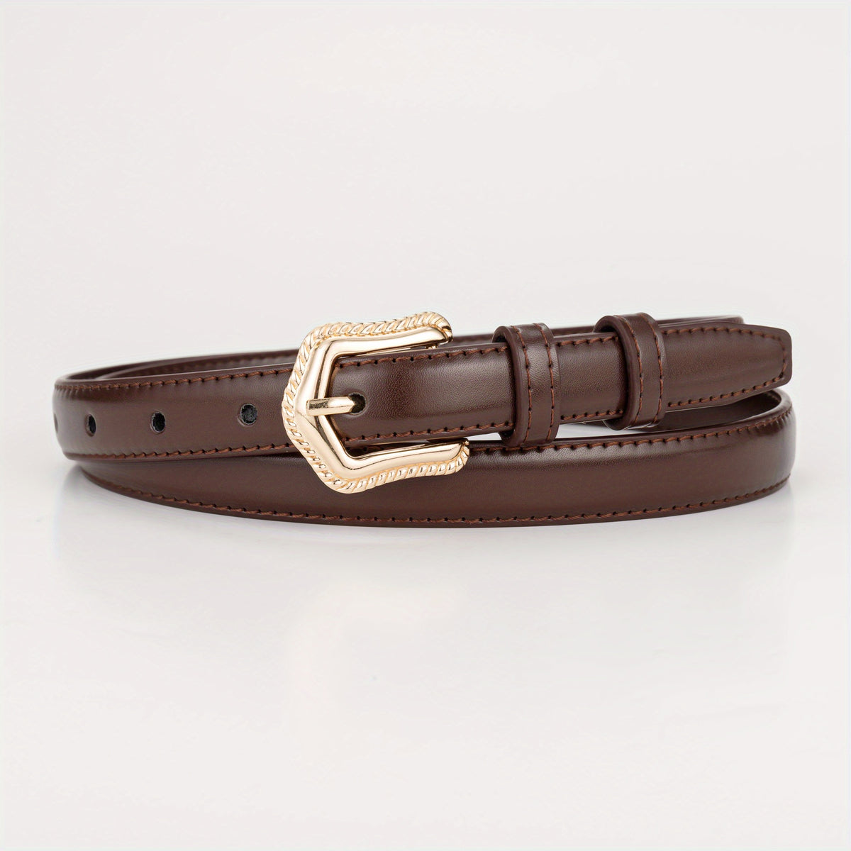 Golden Lace Buckle Head Leather Belt for Kids