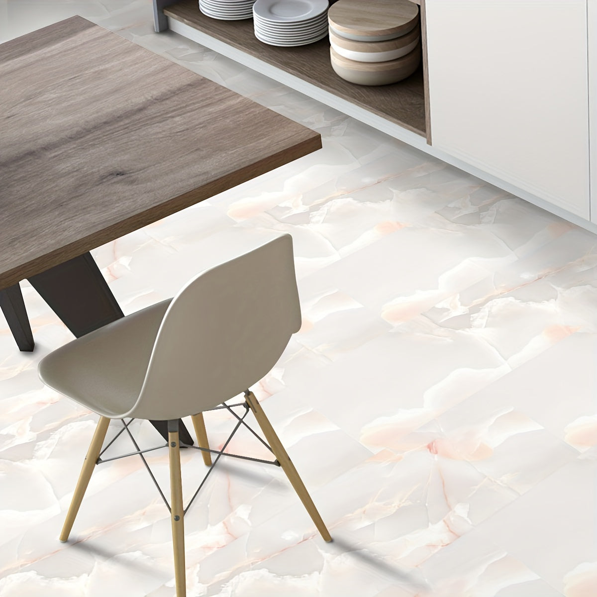 Marble Pattern Waterproof Floor Stickers Non-slip Tile Stickers