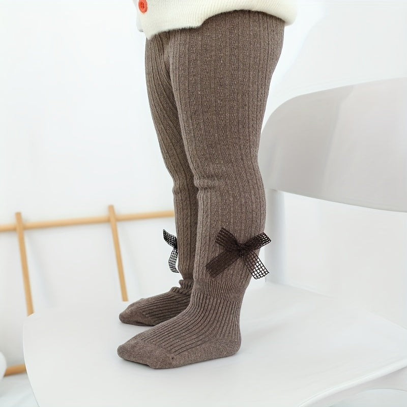Baby Girls Bowknot Pantyhose Knitted Mesh Leggings Tights