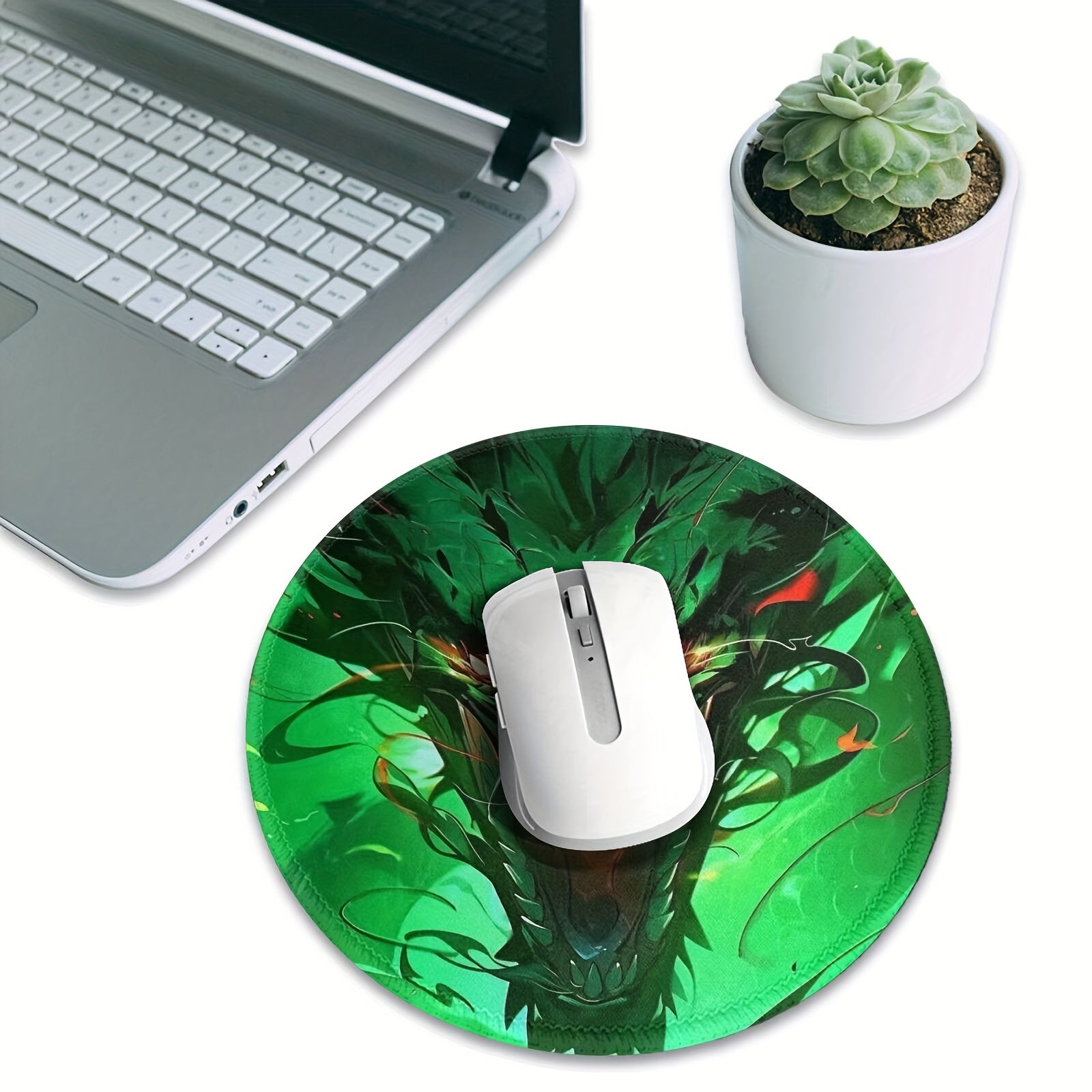 Dragon Pattern Round Mouse Pad 20x20cm for Games & Office