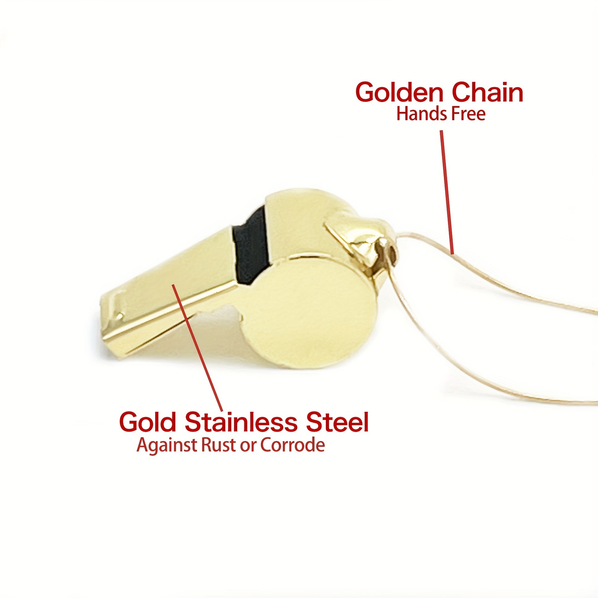 Golden Referee Whistle with Stainless Steel Lanyard