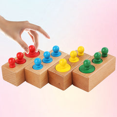 Wooden Cylinder Puzzle Toy Set 4pcs Educational Material Perception Tool