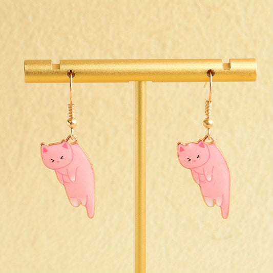 Cartoon Kitten Pendant Earrings Women's Jewelry 5 Colors