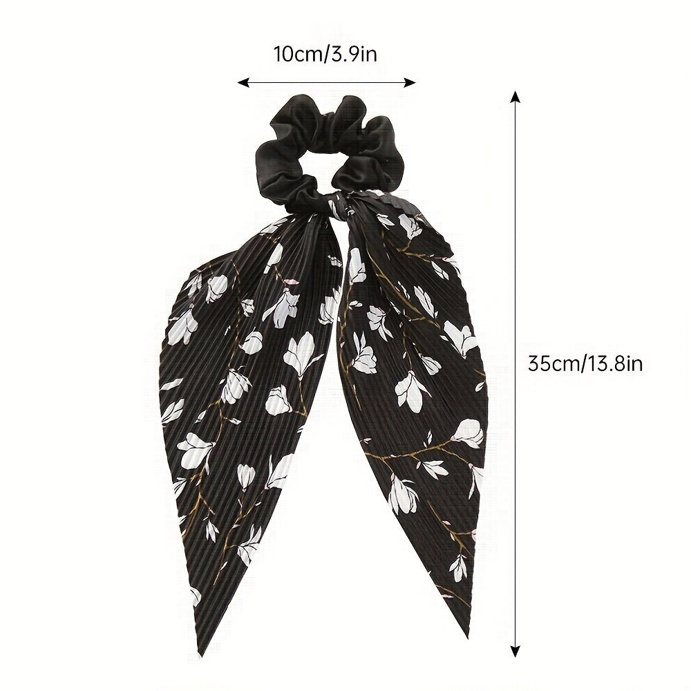 Floral Pattern Scarf Scrunchies Hair Tie Style Hair Rope Ponytail Holder