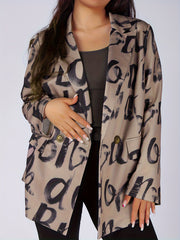  Letter Print Lapel Collar Blazer