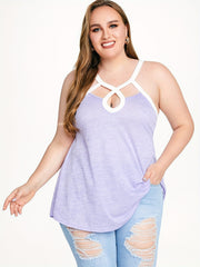  Colorblock Cut Out High Stretch Cami Top