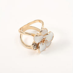 Rose Bead Silky Scarf Buckle Ring for Women