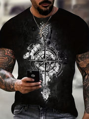 Vintage Compass Graphic Tee for Men Active Breathable and Stretchy