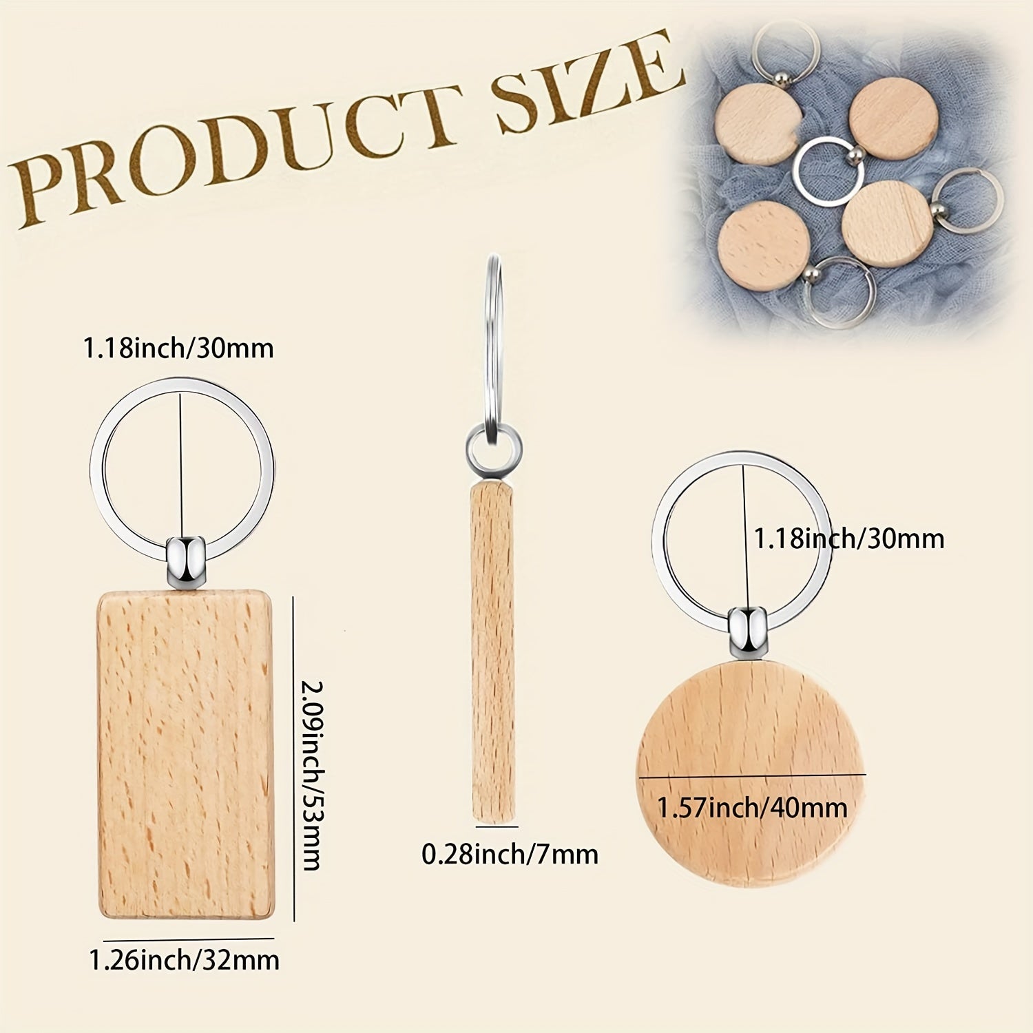 10 Pcs Blank Wood Keychains DIY Crafts Jewelry Making Pendants Bag Decorations