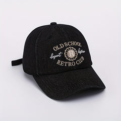 Vintage Letter Embroidery Washed Denim Snapback Hat Baseball Cap