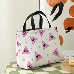 Pink Eyes Printed Lunch Bag Waterproof Insulated Portable Cooler Bag