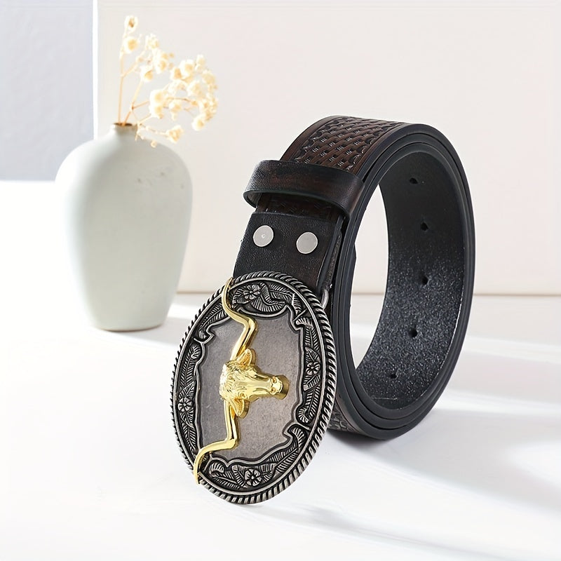Embossed Leather Belt Retro Casual Belt For Men