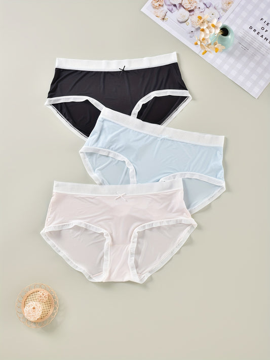 3 Pack Women's Plus Size Panties Set, Cooling Fabric Seamless with Contrast Trim