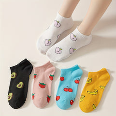 Fruit Print Socks & Low Cut Ankle Socks Women's Stockings