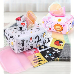 Baby Puzzle Cloth Book Toy Animal Washable Tissue Box