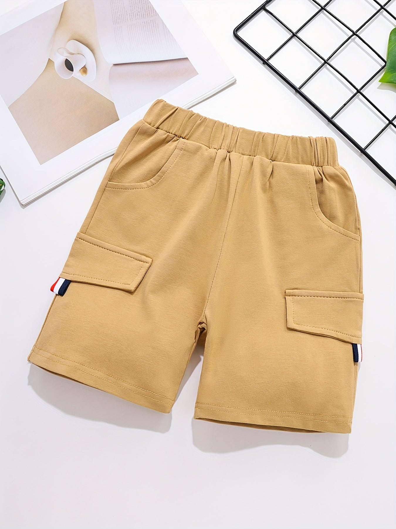 Boys Cargo Shorts with Pocket, Elastic Waist for Summer