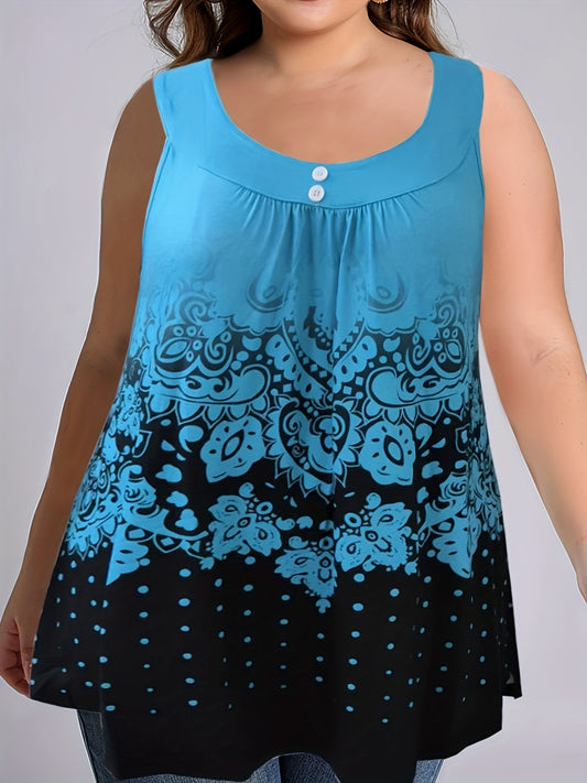  Dot & Tribal Print Tank Top