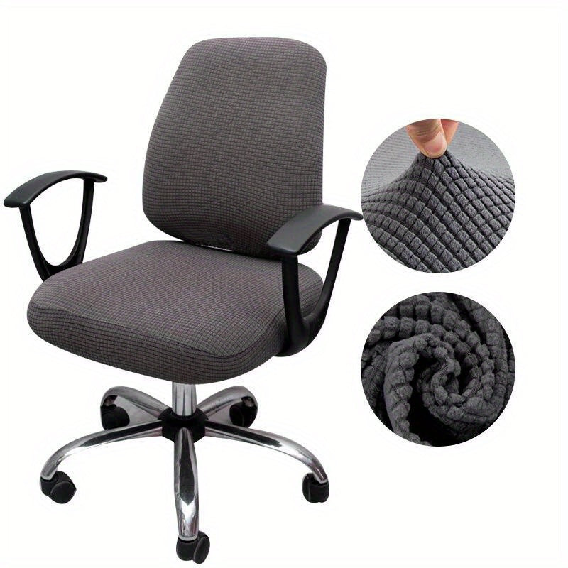 2pcs Set Stretch Jacquard Chair Covers Solid Color Office Dining Chair Cover