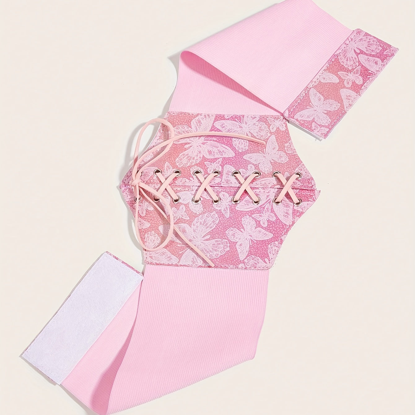Y2K Pink Butterfly Girdle Lace Up Corset Belt