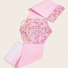 Y2K Pink Butterfly Girdle Lace Up Corset Belt