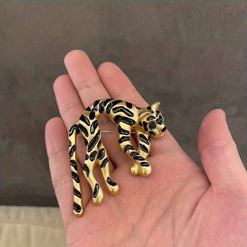 Tiger Brooches Red Enamel Animal Party Brooch Pin For Bag Clothes