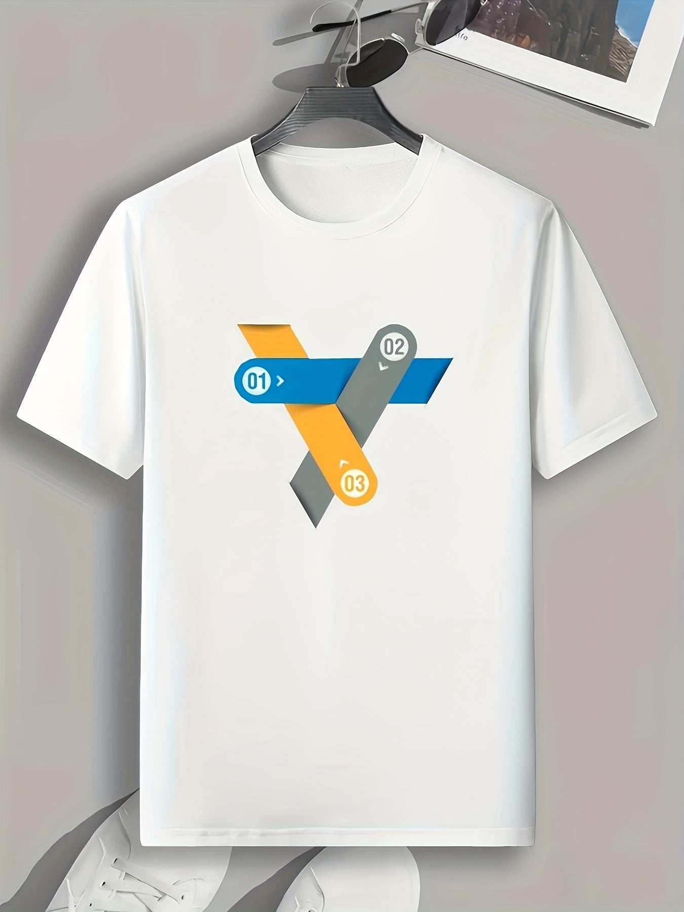 Triangle Print Men's Graphic T Shirt for Summer