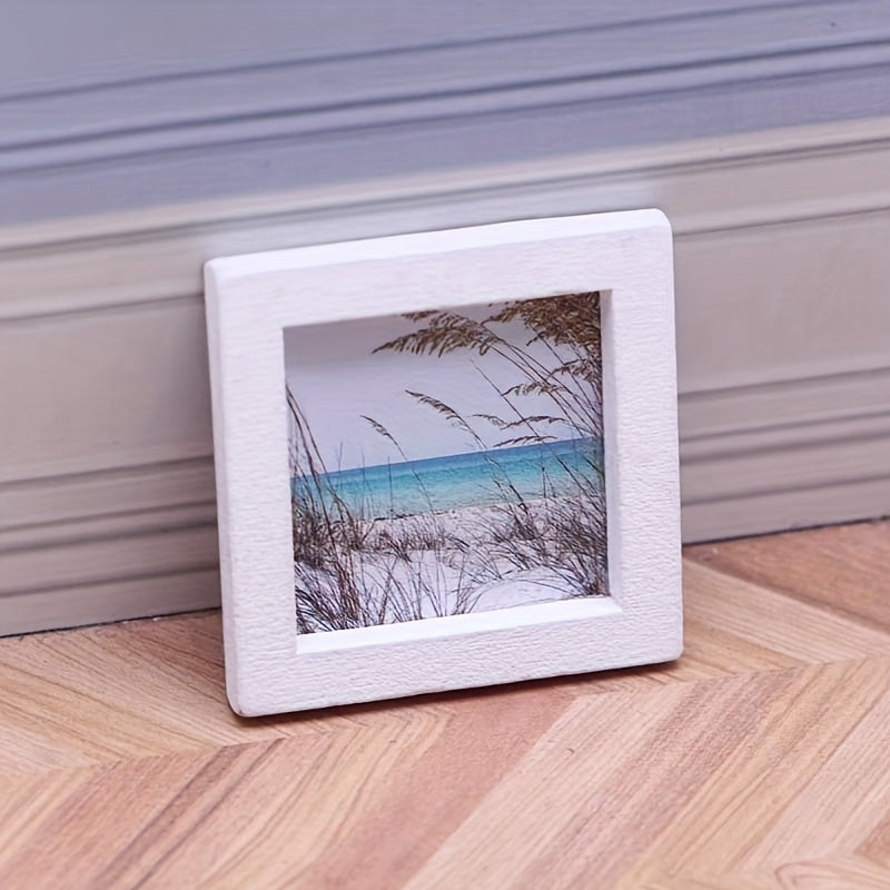 Mini Beach Theme Frame Wooden Mixed Paper Pattern for Dollhouse