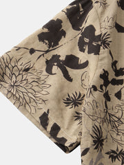Men's Leaf & Flower Graphic Short Sleeve Shirt for Summer